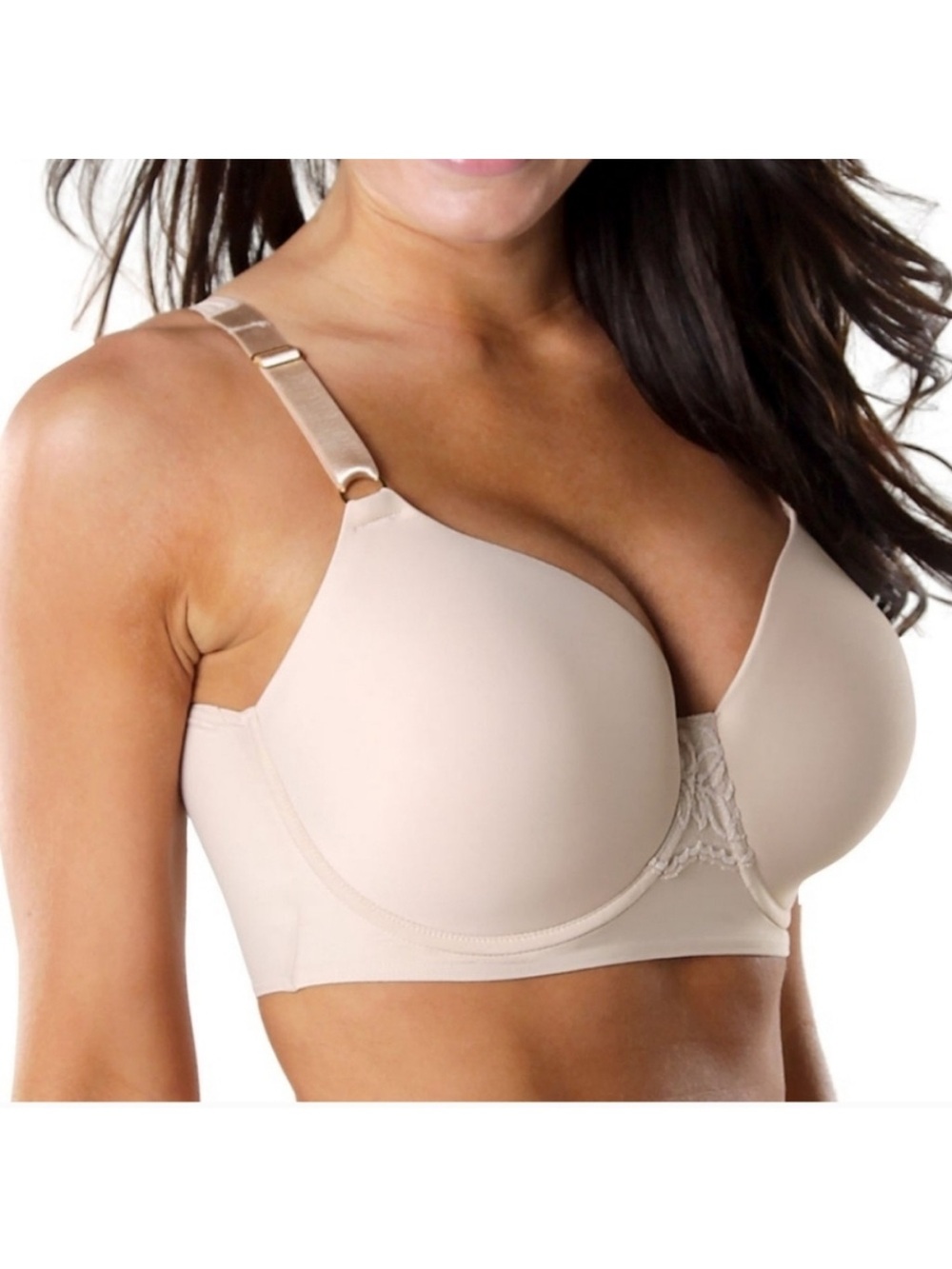 Shapeez Tankee Short Back Smoothing Bra Nude Beige Size Medium DD cup Shapewear